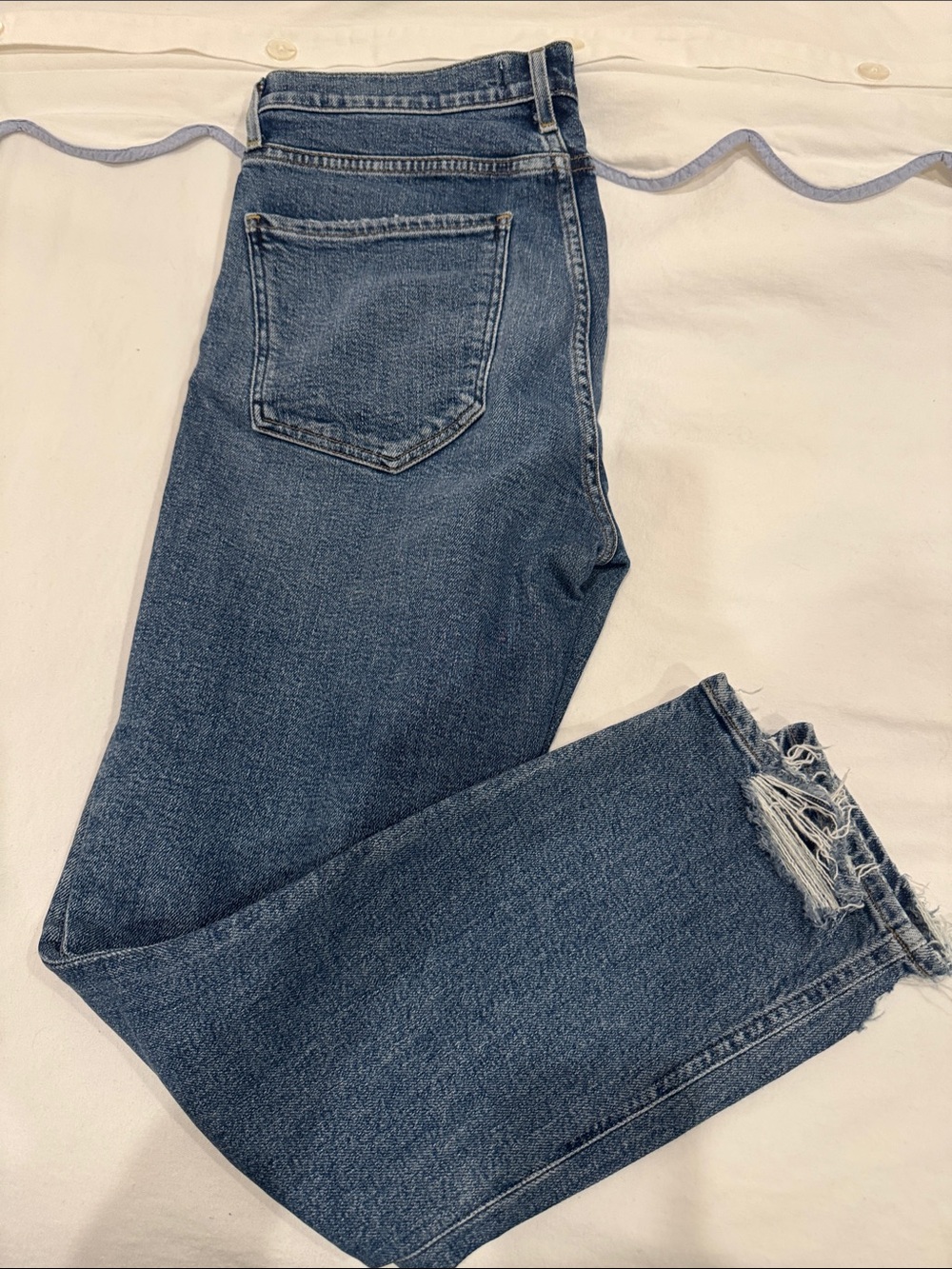 Agolde Medium Blue High-Rise Straight Jeans